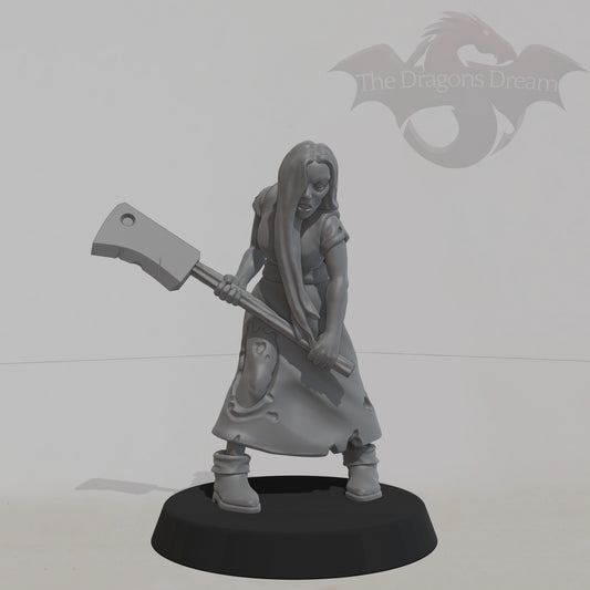Female Zombie with cleaver